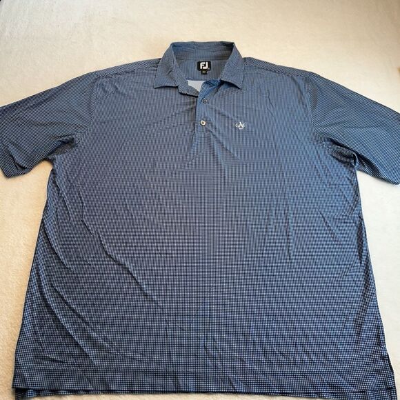 FootJoy FJ Mens Blue Print Golf Polo Shirt Sz 2XL Logo Augusta Country Club 1899 - Picture 4 of 8